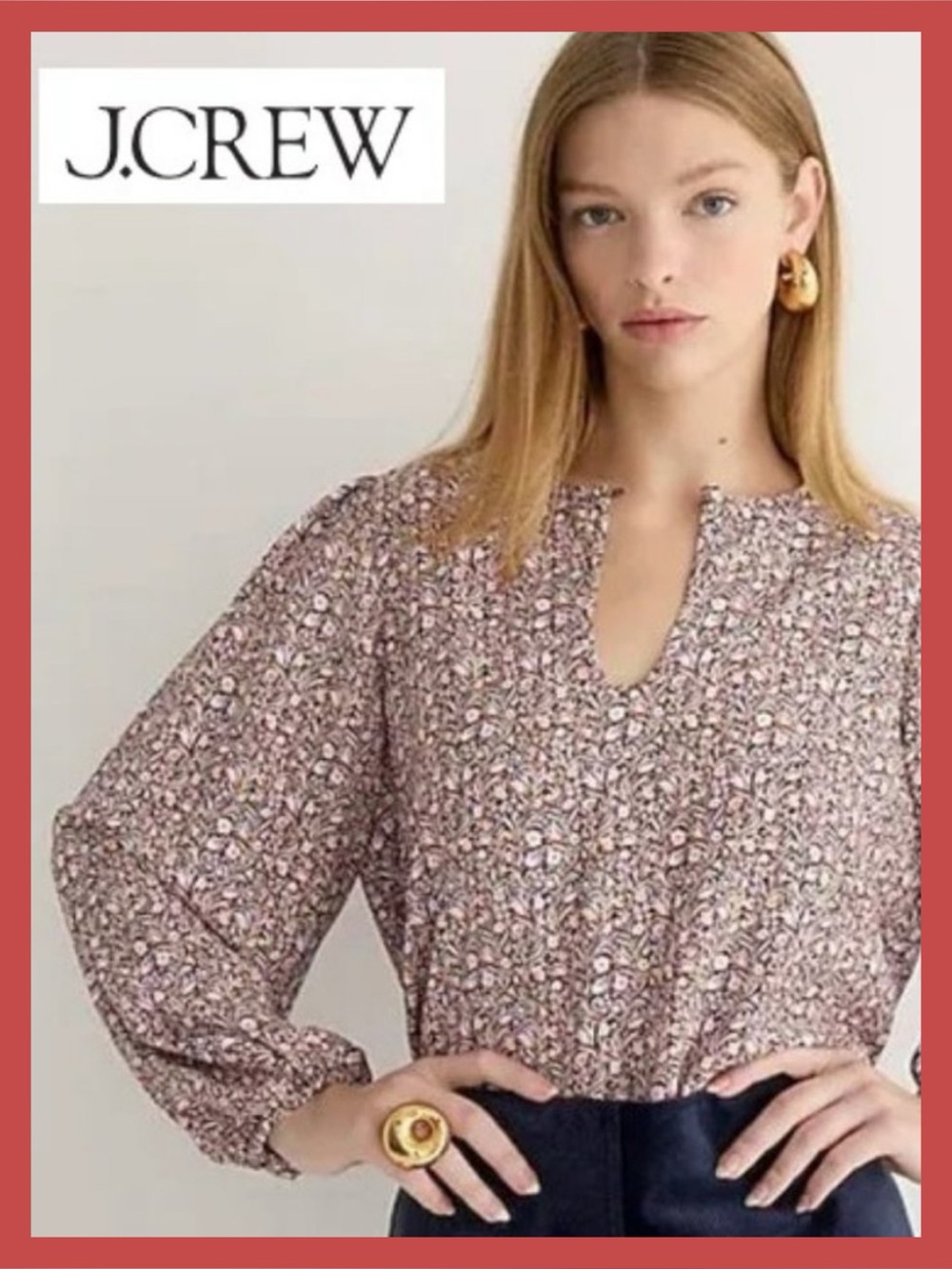 JCrew Puff-Sleeve Crepe Top Long Sleeve